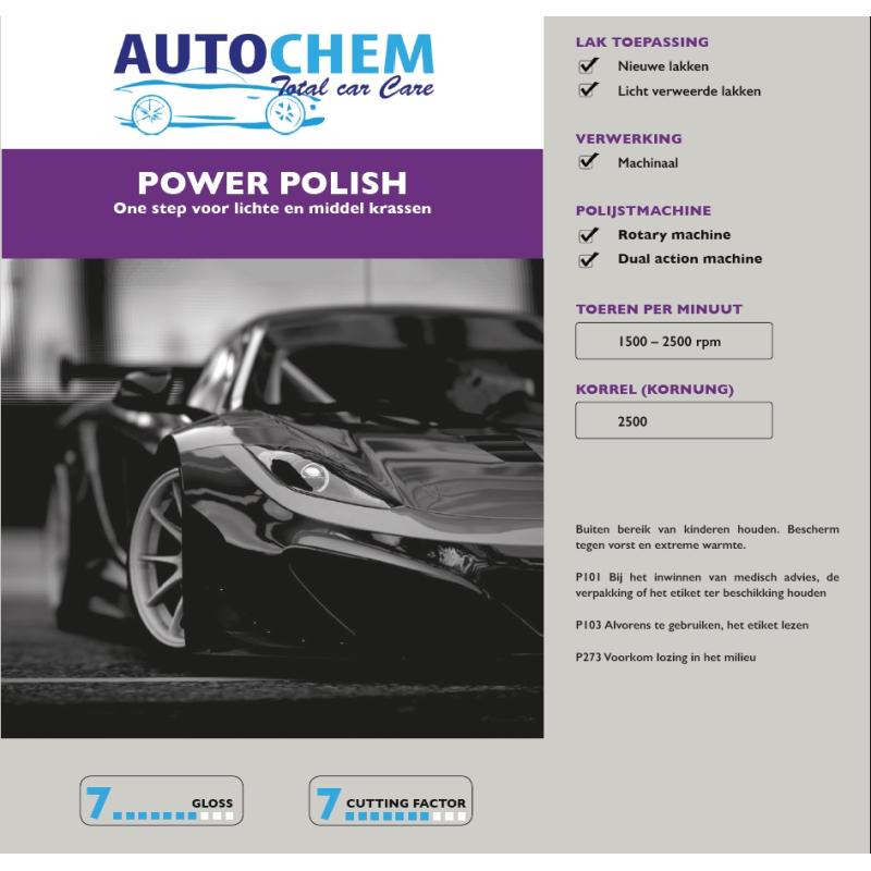 Autochem Power polish "siliconen vrij" 250 ml.